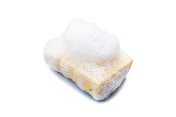 cleaning sponge with soap foam isolated. clean service concept