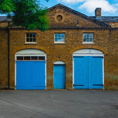 Fototapeta na wymiar blue garage doors