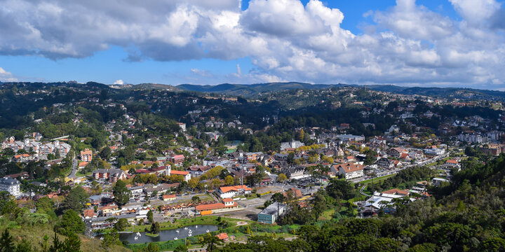 Aerial view of the city of Campos do Jord&atilde;o, Brazil