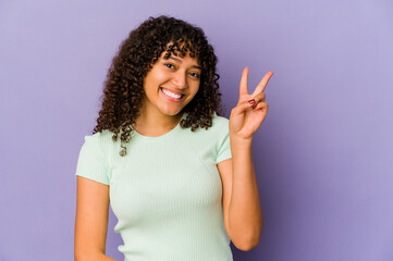 Young african american afro woman isolated showing number two with fingers.
