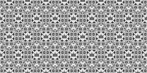 Black and white background, wallpaper, seamless pattern in royal style. Vector graphics
