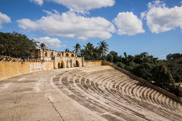 Amphitheater in ancient village Altos de Chavon - Colonial town reconstructed in Casa de Campo, La Romana, Dominican Republic. tropical seaside resort