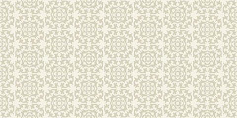 Background image, wallpaper, seamless pattern with ornament on a beige background. Vector illustration