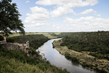 Travel in Dominican Republic. View from the town of Altos de Chavon on the river chavon