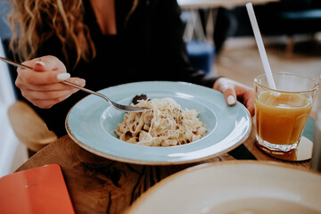 person eating breakfast
