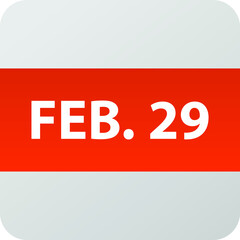 February 29th date icon, single day vector illustration modern flat style. Calendar element for web design, schedule, planner, organizer. 
