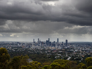 Brisbane City with Moody Weather - obrazy, fototapety, plakaty