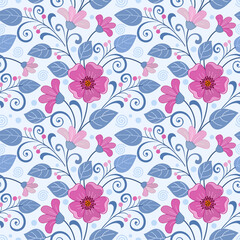Colorful flowers seamless pattern for fabric textile wallpaper.
