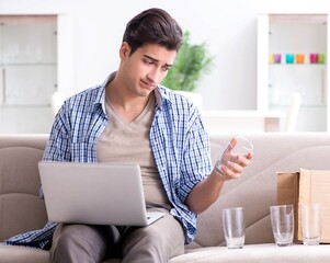 Man receiving wrong parcel with glasses