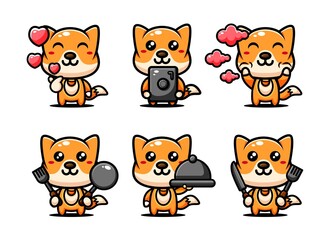 Obraz na płótnie Canvas cute fox character design set themed cooking