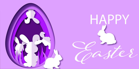 easter card with bunny and eggs