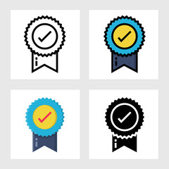 Award badge icon vector design in filled, thin line, outline and flat style.