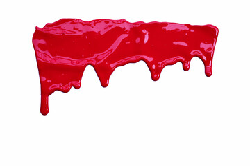 Paint red color dripping, Color cropping on white