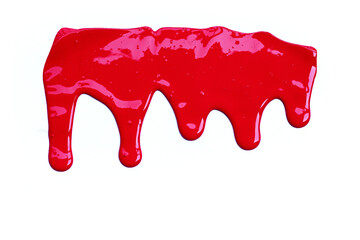 Paint red color dripping, Color cropping on white