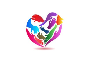 Hands making a love heart shape can be used as charity people voluntary ready to help another poor people logo icon vector image design