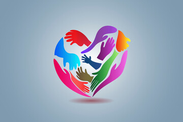 Hands making a love heart shape can be used as charity people voluntary ready to help another poor people logo icon vector image design