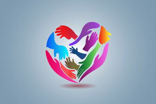 Hands making a love heart shape can be used as charity people voluntary ready to help another poor people logo icon vector image design