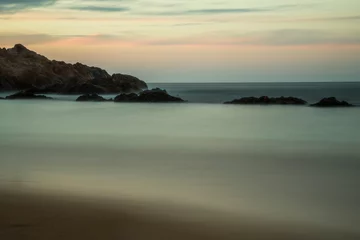 Cercles muraux Cala Pregonda, île de Minorque, Espagne Espagne, Minorque, Pregonda. Coucher de soleil à la plage.