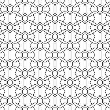Asian geometric seamless pattern. Black mesh on white background. Vector illustration. Good print for wrapping paper, packaging design, wallpaper, ceramic tiles, and textile 