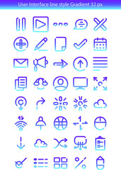 32px Media Icons User Interface, editable and color changing