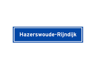 Hazerswoude-Rijndijk isolated Dutch place name sign. 