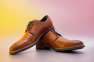 Men's classic pair of brown leather shoes.