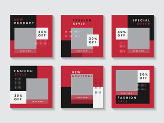 Fashion minimalist social media post template collection