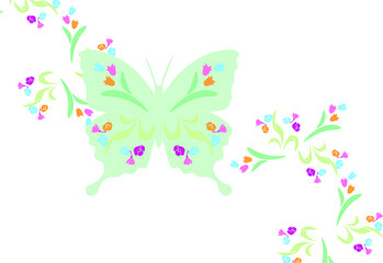 Beautiful butterflies and flowers, perfect for greeting cards, backgrounds. Vector