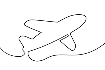 Creative vector airplane. One line style illustration
