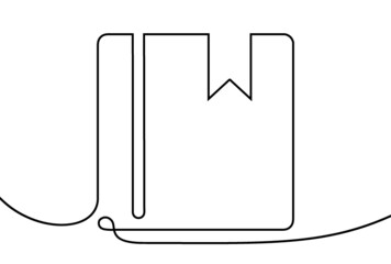 Creative vector book. One line style illustration