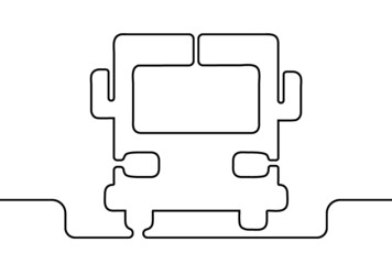 Creative vector bus. One line style travel illustration
