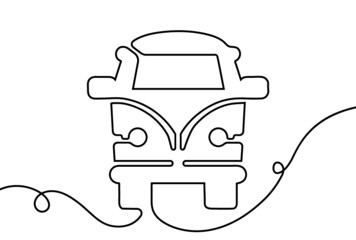 Creative vector bus. One line style travel illustration