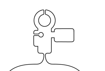 Creative vector video camera. One line style illustration