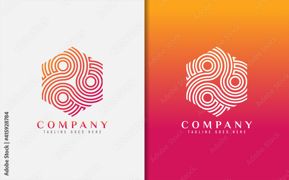 Poster modern hexagon logo with abstract lines inside. usable for brand business and company. vector logo i