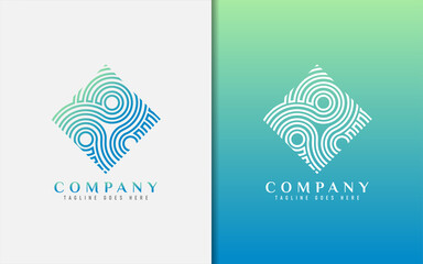 Modern Square Logo With Abstract Lines Inside. Usable For Brand Business and Company. Vector Logo Illustration.