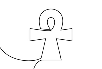 Creative vector Ankh. One line style illustration