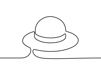 Creative vector Hat. One line style illustration