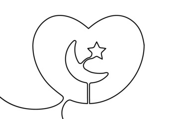 Creative vector Islam. One line style illustration