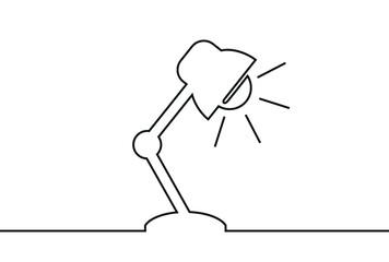 Creative vector table lamp. One line style illustration