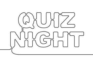 Creative vector quiz night. One line style illustration