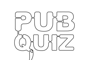 Creative vector pub quiz. One line style illustration