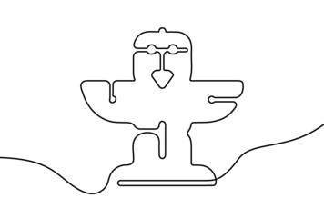 Creative vector totem. One line style religion monument illustration