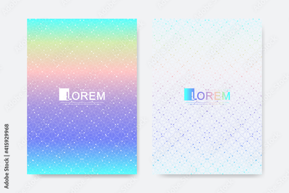 Fototapete Abstract geometric pattern background with lines halftone dots cover page layouts design texture. Modern colorful abstract gradient pattern background. Wave shapes halftone dots texture.
