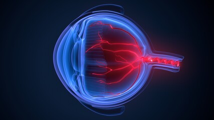 3d render of human eye ball anatomy.