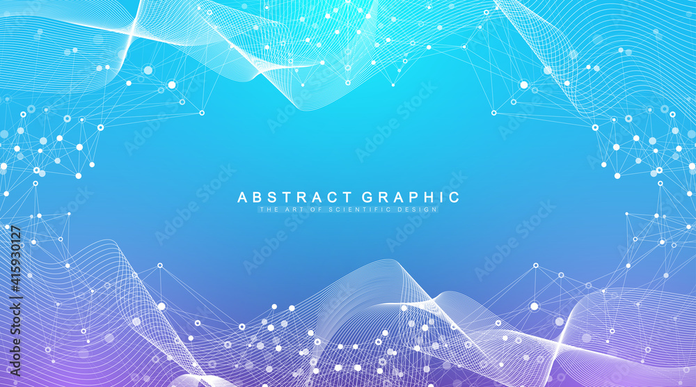Aufkleber Abstract fiction vector illustration quantum computer technology. Sphere explosion background. Deep learning artificial intelligence. Big data visualization algorithms. Waves flow. Quantum explosion