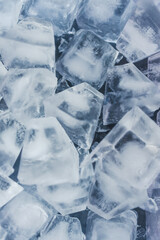 Obraz premium close-up of ice cubes in freezer tray with cold blue tones