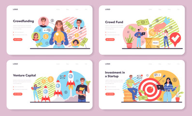 Crowdfunding web banner or landing page set. Financial support