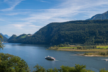 Fototapeta na wymiar Tour boat on Lake Lucerne, Switzerland.