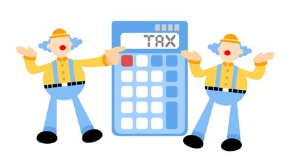 clown carnival and calculator finance money tax cartoon doodle flat design style vector illustration