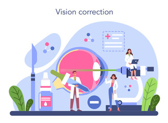 Ophthalmologist concept. Idea of eyesight check and treatment.